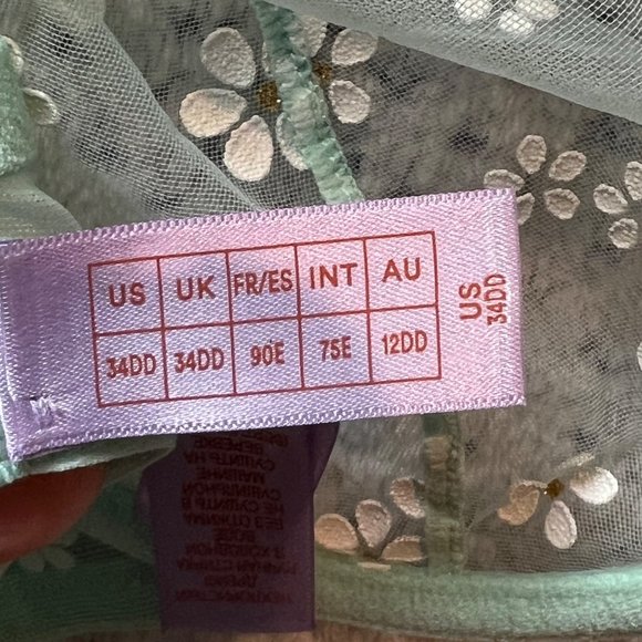 Savage X Fenty Rihanna Mint Green Puff Daisy Womens Bra 34DD Lingerie Undergarme - Picture 9 of 12